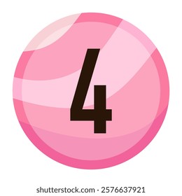 Number 4 illustrated in a lovely pink candy ball design, bringing sweetness and affection to Valentine’s Day visuals