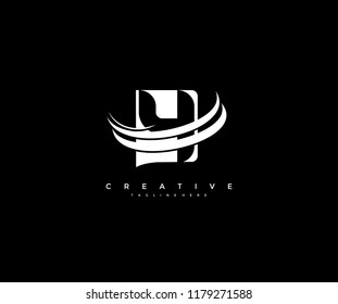 Number 4 Inside Square Creative Modern Monogram Elegant Three Swoosh Logo