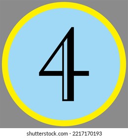 number "4" with an interesting font and color in vector form