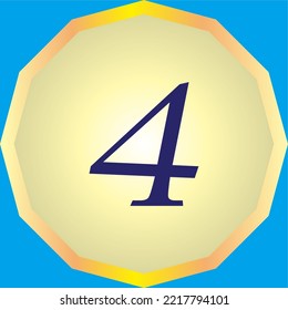 number "4" with an interesting font and color in vector form