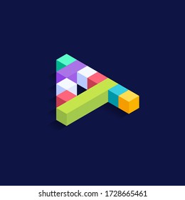 Number 4 Isometric colorful cubes 3d design, three-dimensional letter vector illustration isolated