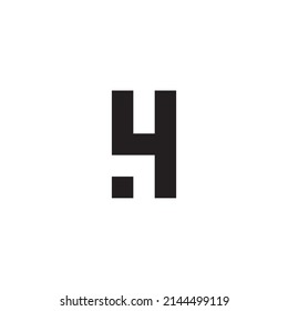 Number 4 letter H square simple symbol logo vector