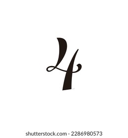Number 4 letter L geometric symbol simple logo vector