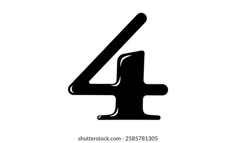 number 4 logo, black isolated silhouette