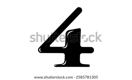 number 4 logo, black isolated silhouette