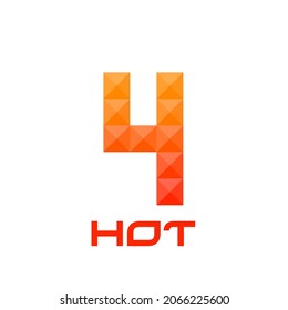 Number 4 logo with bright fire colors concept. Good for print, business logo, design element, t-shirt design etc.
