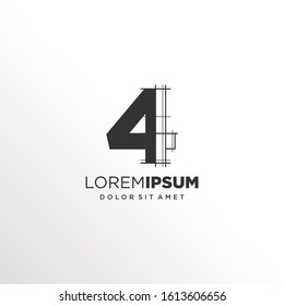 Number 4 Logo Design with Architecture Element