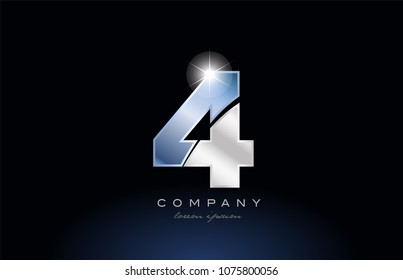 number 4 logo design with metal blue color suitable for a company or business