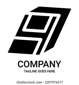 Number 4 logo design in the shape of a box.