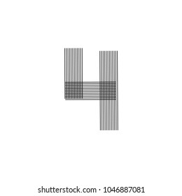 Number 4 Logo design vector template. Font Lines Logotype
