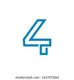 Number 4 Logo design vector template. Font Lines Logotype. perfect for business companies