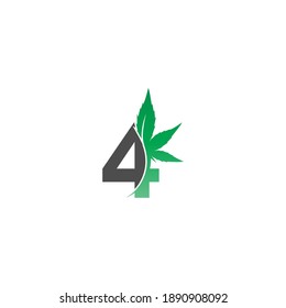 Icono del logotipo número 4 con diseño de hoja de cannabis ilustración vectorial
