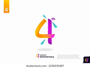 Number 4 logo icon design, 4th birthday logo number, 4th anniversary.
