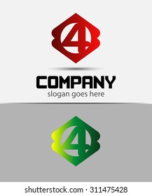 Number 4 logo icon design template elements
