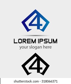 Number 4 logo icon design template elements
