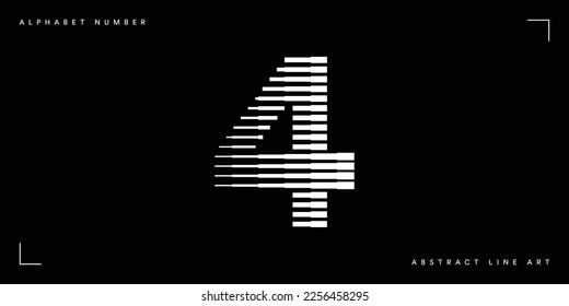 Number 4 Logo Icon Geometric Horizontal Stripe Lines