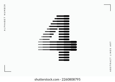 Número 4 vector de arte de líneas modernas abstractas