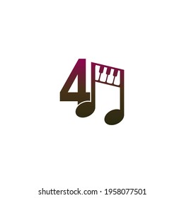 Number 4 logo icon with musical note design symbol template vector