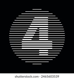 Icono de símbolo de semitono de raya de ilusión óptica Abstractas de línea redonda de cuatro números