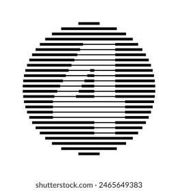 Number 4 Logo Icon Round Geometric Horizontal Stripe Lines
