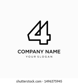 number 4 logo with monoline style. monogram infinity concept. minimalist Modern Logo Technology for Business - vector