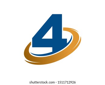 Number 4 logo or symbol template design