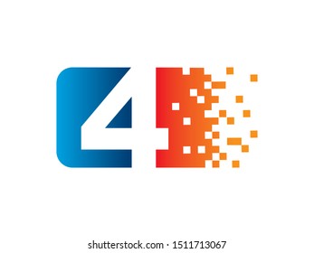 Number 4 logo or symbol template design