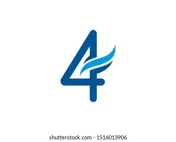 Number 4 logo or symbol template design
