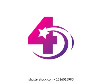 Number 4 logo or symbol template design