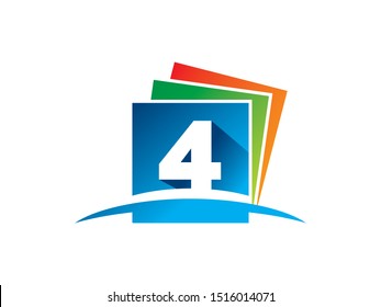 Number 4 logo or symbol template design