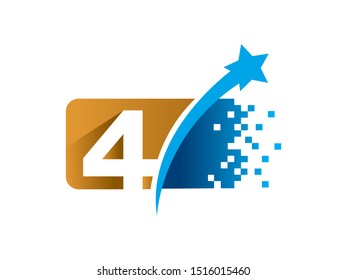 Number 4 logo or symbol template design