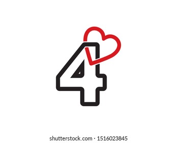 Number 4 logo or symbol template design