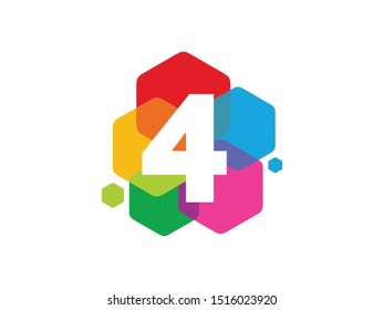 Number 4 logo or symbol template design