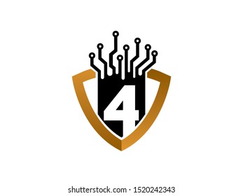 Number 4 logo or symbol template design