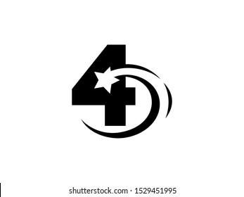 Number 4 logo or symbol template design