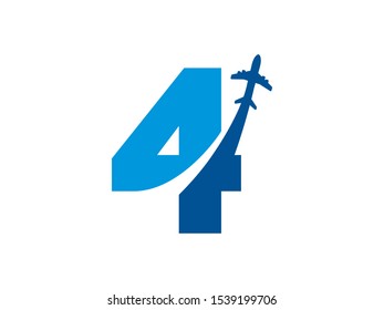 Number 4 logo or symbol template design