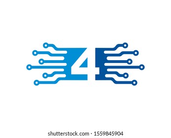 Number 4 logo or symbol template design