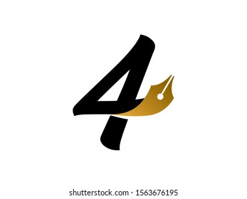 Number 4 logo or symbol template design
