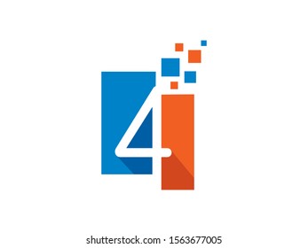 Number 4 logo or symbol template design