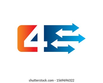 Number 4 logo or symbol template design