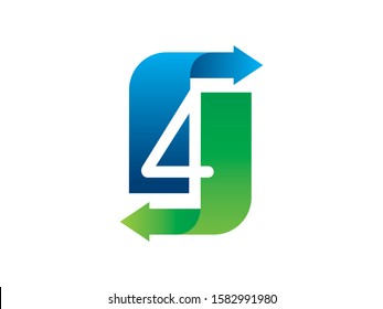 Number 4 logo or symbol template design