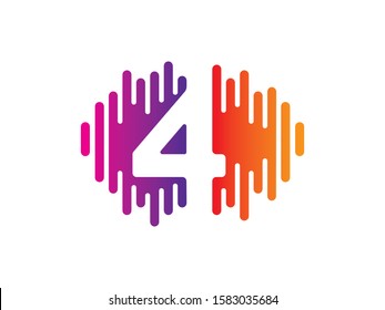 Number 4 logo or symbol template design