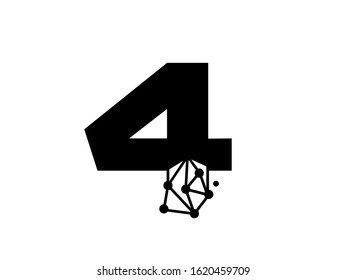Number 4 logo or symbol template design
