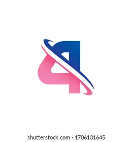 Number 4 logo or symbol template design