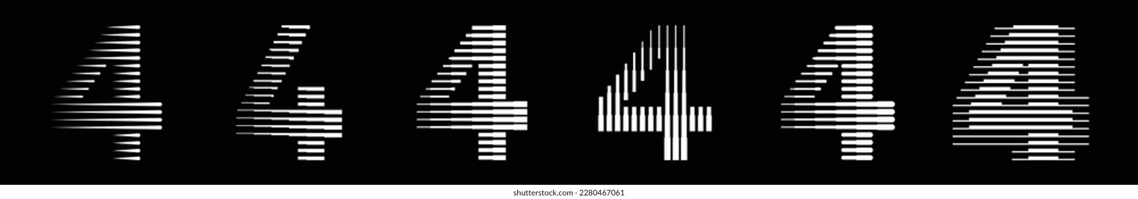Number 4 logo variation with abstract geometric horizontal and vertical lines