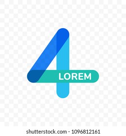 Number 4 logo. Vector abstract color of number four icon for technology and digital business