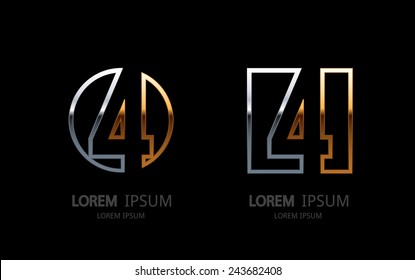 Number 4 Logo. Vector Logotype Design.