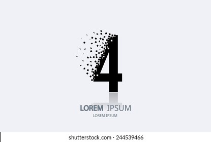 Number 4 Logo. Vector Logotype Design.