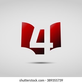 Number 4 logo. Vector logotype design
