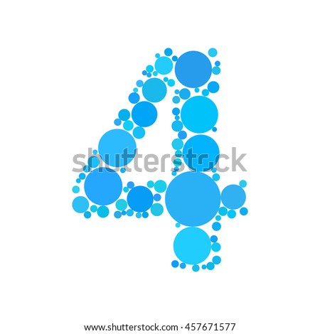 Number 4 made from dots. Circle fill effect. Vector illustration.